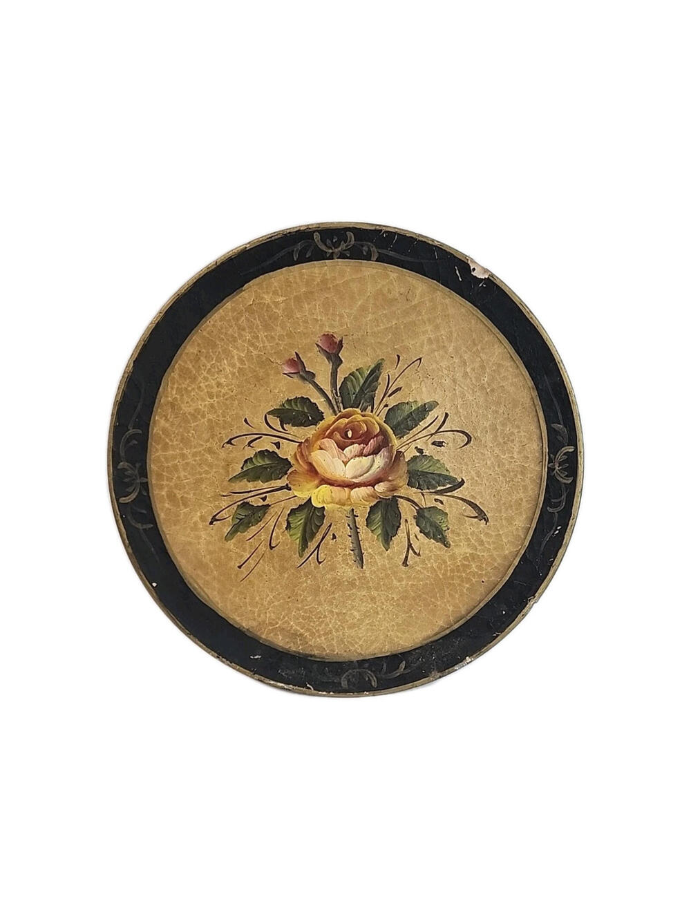 Antiqued Rustic Hand Painted Decorative Papier Mache Tray CBK Made China 13"